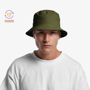 Man wearing AS Colour Recycled Nylon Bucket Hat in Army - 1141