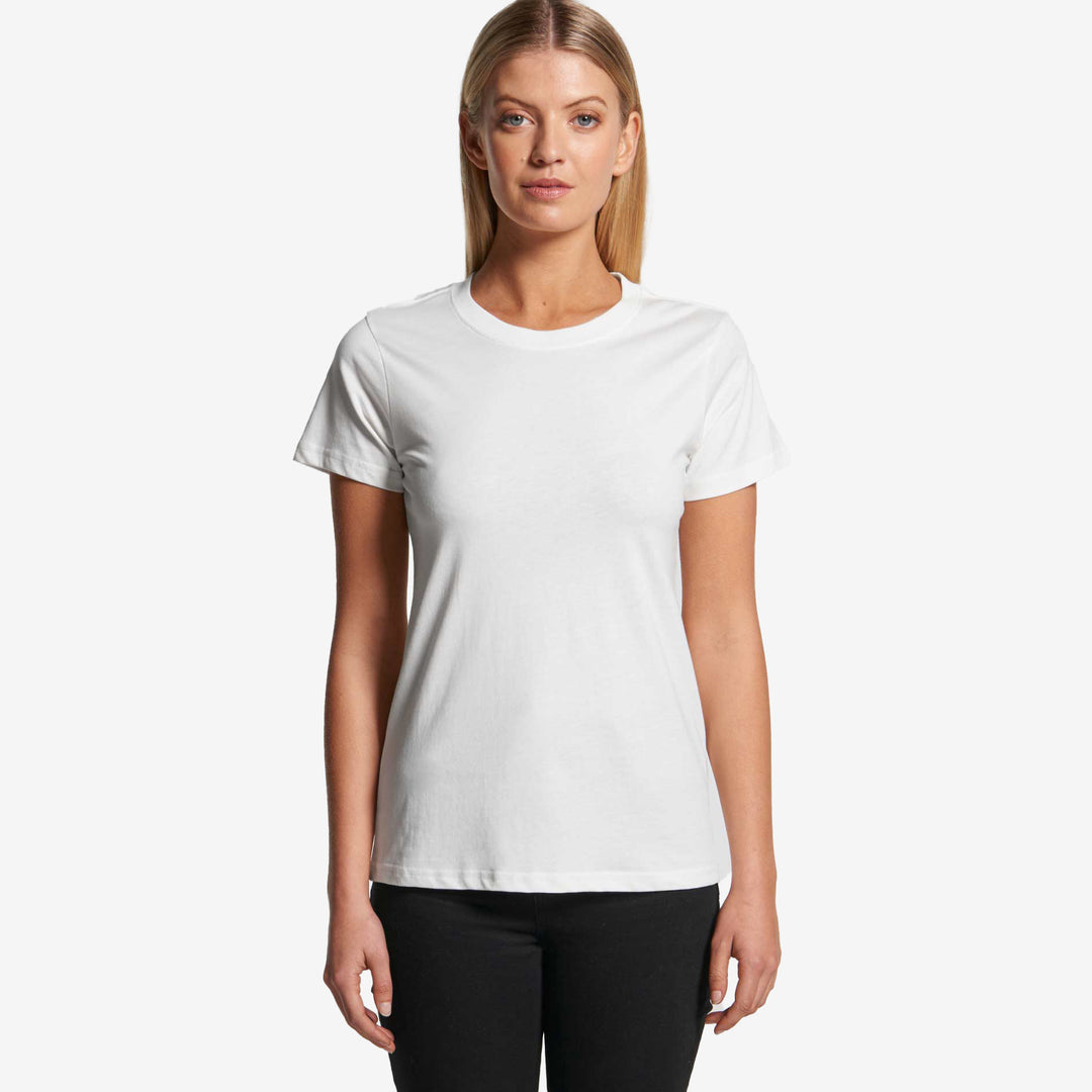 Woman wearing AS Colour Maple Women's Organic Tee - 4001G