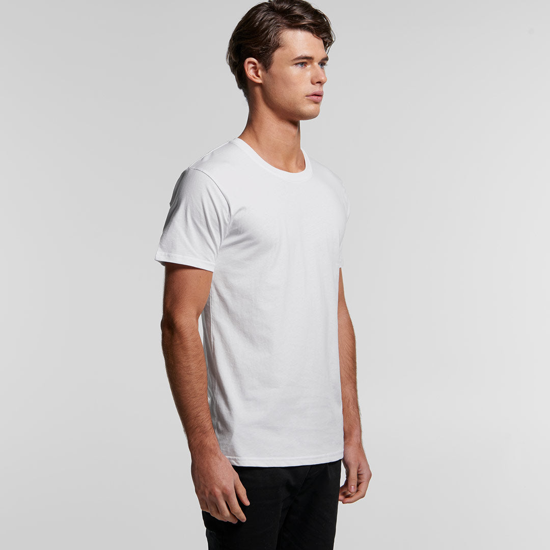 Man wearing AS Colour Men's Staple Organic Tee in White Right Side - 5501G