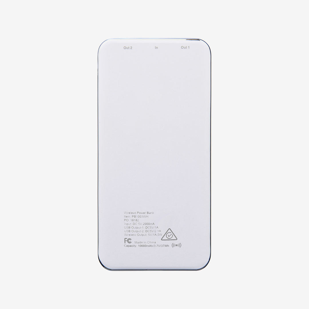 Nottage Constant 10000 mAh Wireless Power Bank w/Display in White Back - PB1003