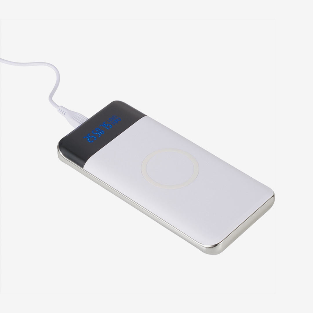 Nottage Constant 10000 mAh Wireless Power Bank w/Display in White Charging Detail - PB1003